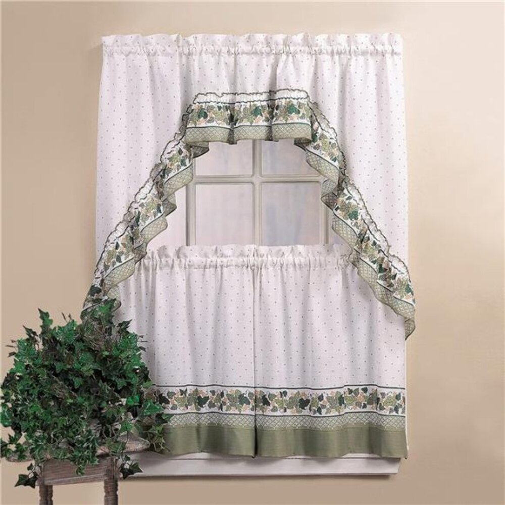 Cotttage Ivy Country Curtain Tier And Swag Set, Multi, 56 X 24-Inch